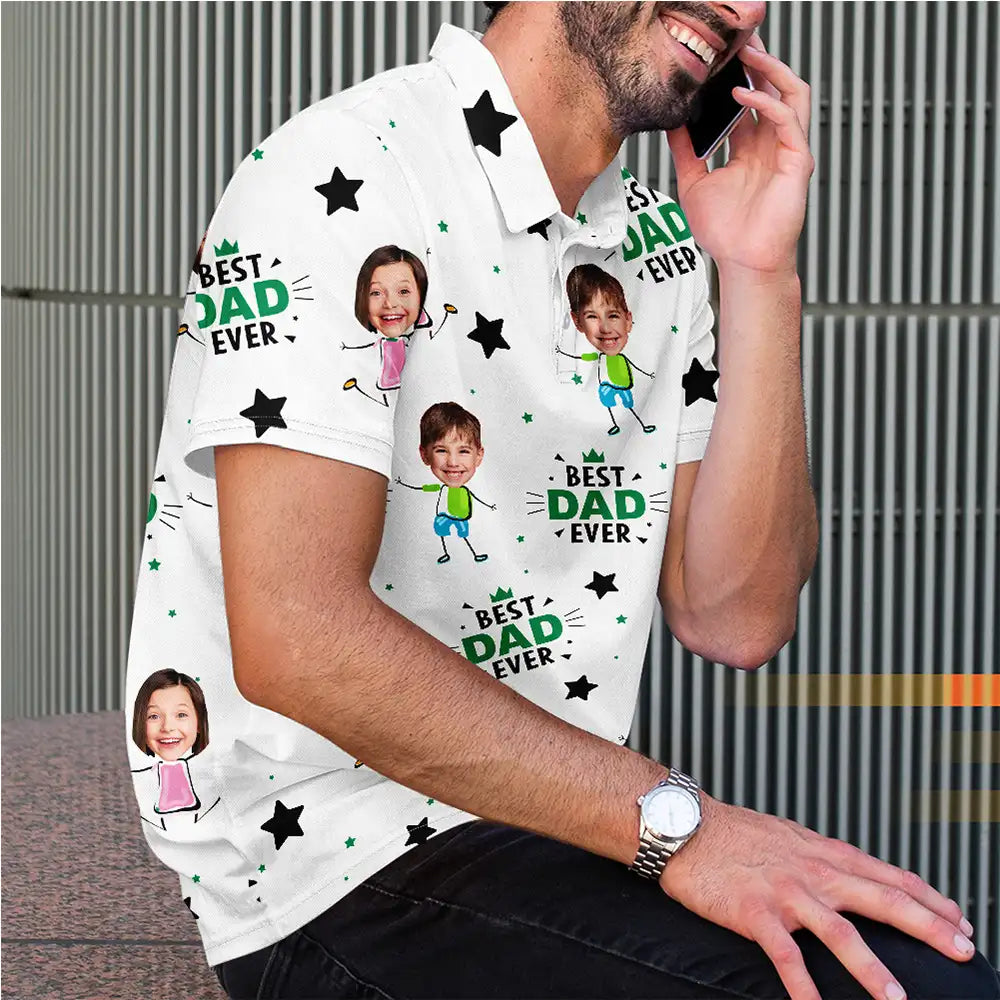Custom Photo Best Dad Ever - Personalized Polo Shirt