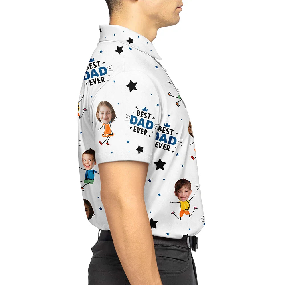 Polo personnalisé avec photo « Meilleur papa de tous les temps »