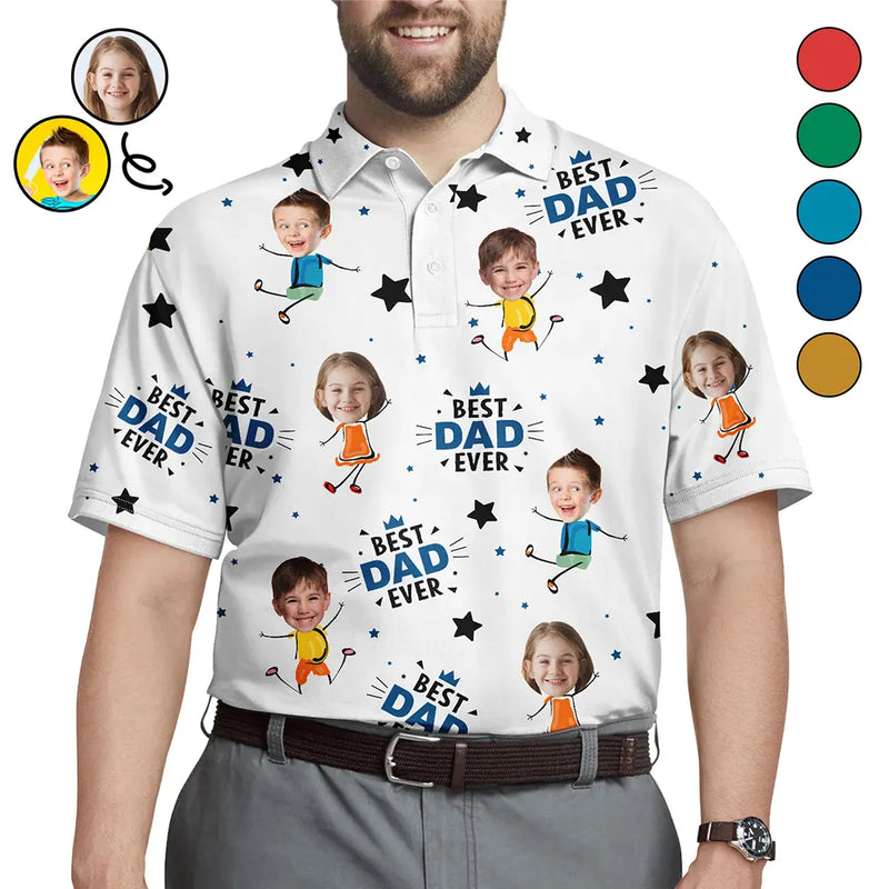 Custom Photo Best Dad Ever - Personalized Polo Shirt