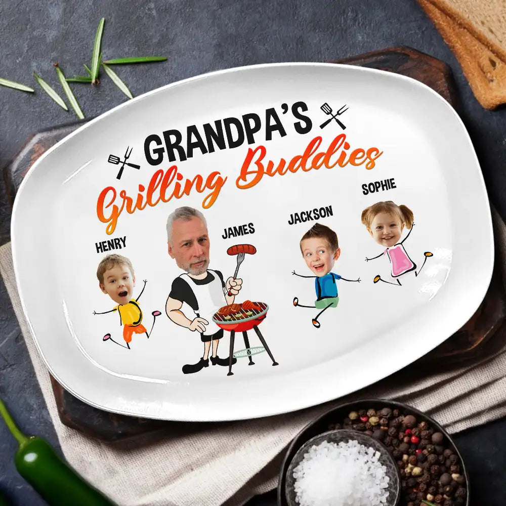 Photo personnalisée des amis de papa pour les grillades - Assiette personnalisée