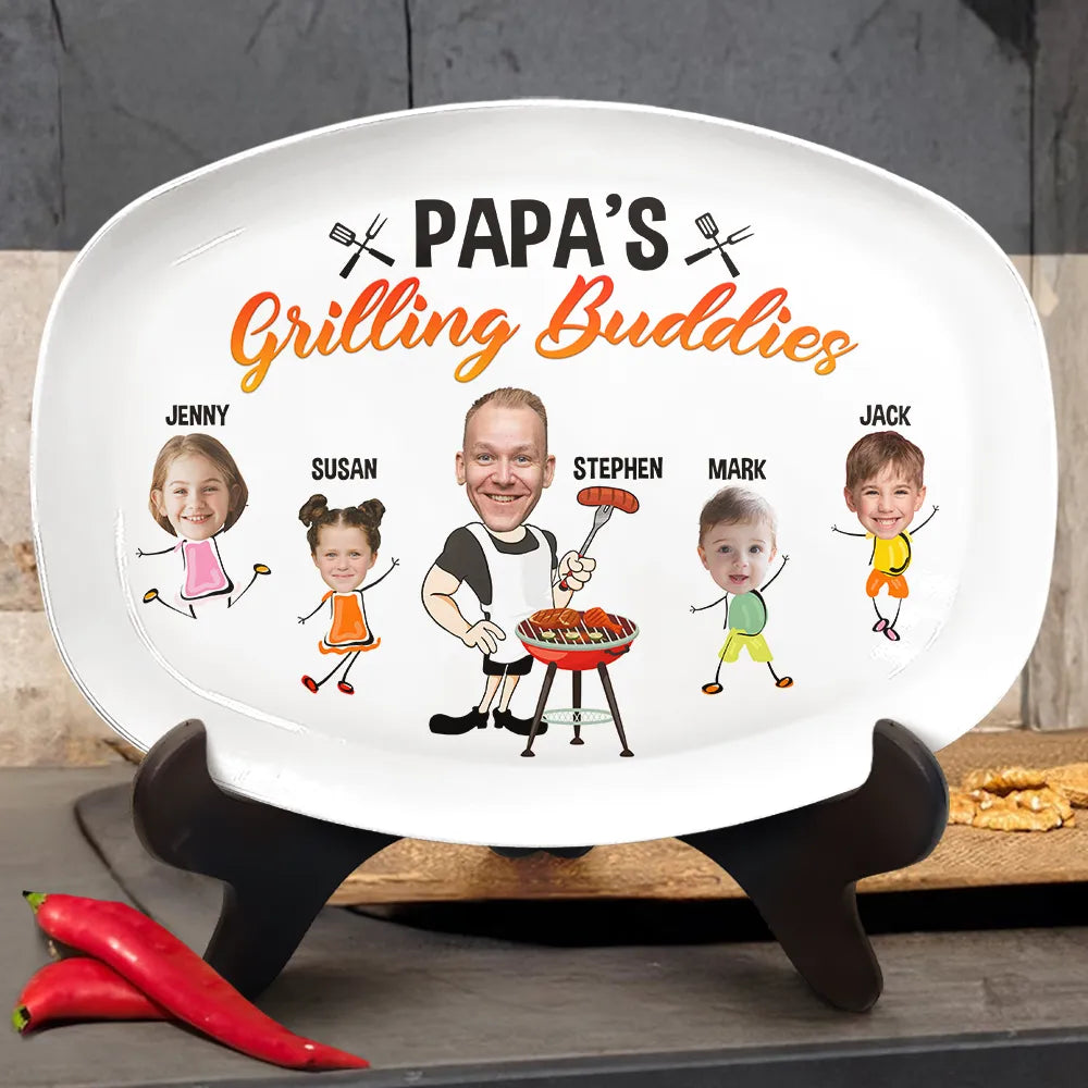 Photo personnalisée des amis de papa pour les grillades - Assiette personnalisée