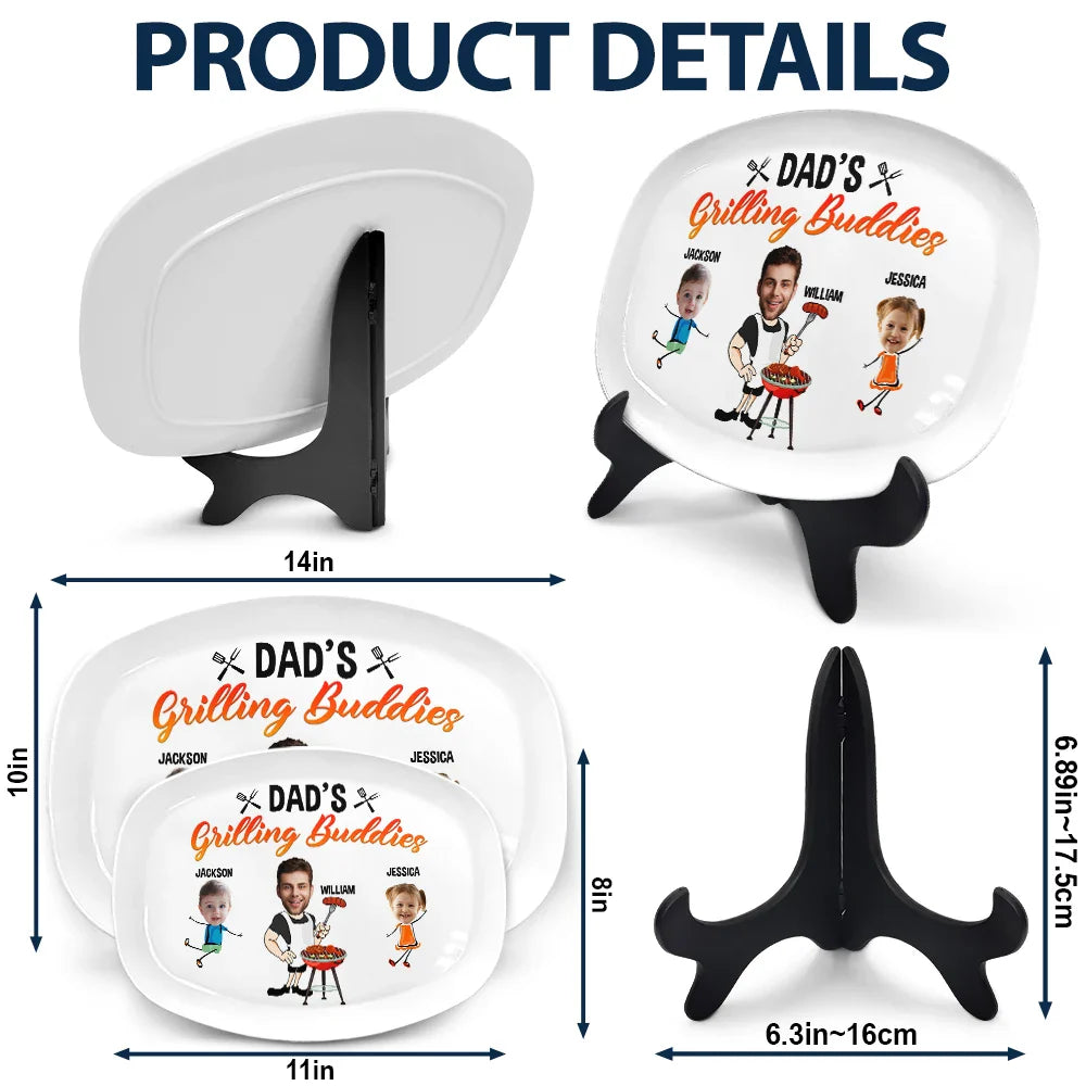 Photo personnalisée des amis de papa pour les grillades - Assiette personnalisée