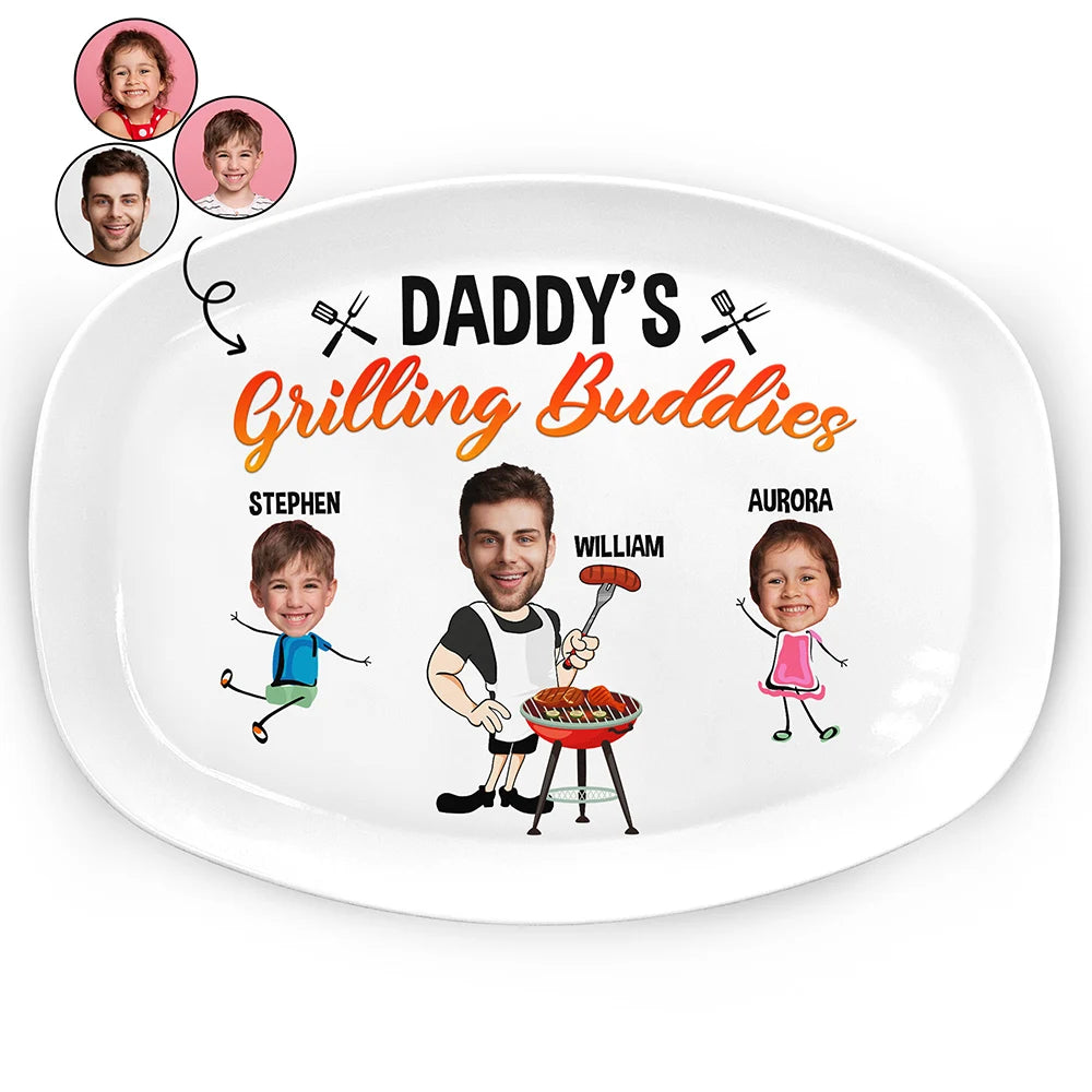 Custom Photo Daddy's Grilling Buddies - Personalized Plate