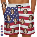 Custom Photo American Flag - Personalized Unisex Beach Shorts