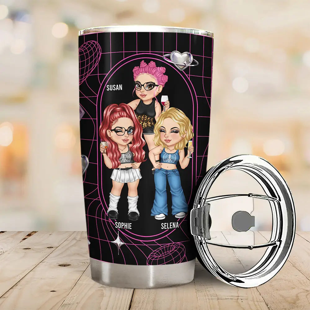 Bestie Y2K Entertained By Us As Us - Personalized Tumbler