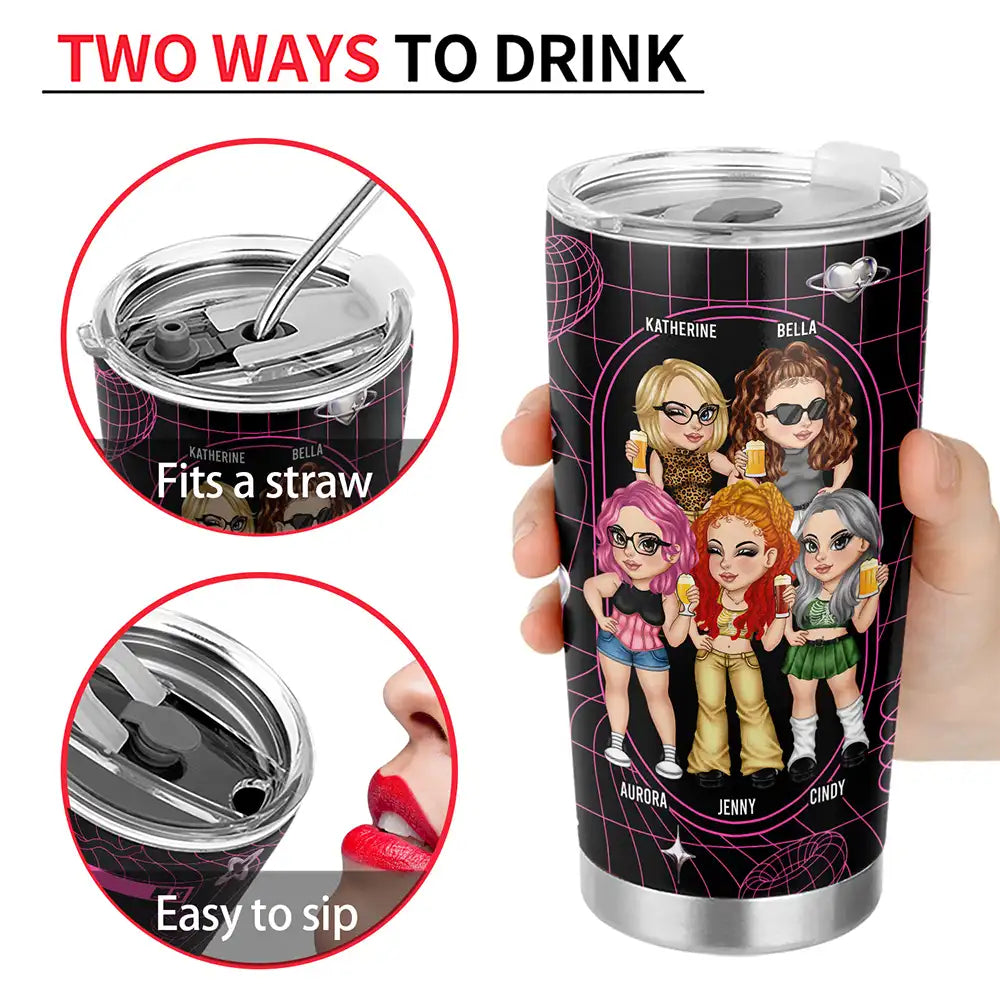 Bestie Y2K Entertained By Us As Us - Personalized Tumbler