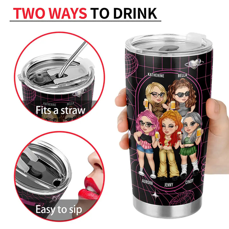 Bestie Y2K Entertained By Us As Us - Personalized Tumbler