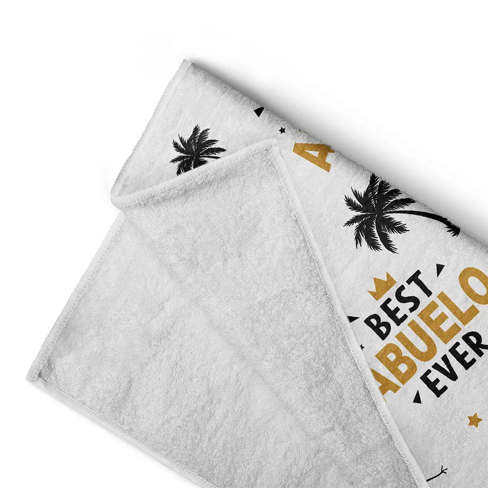 Serviette de plage personnalisée avec photo du meilleur papa de tous les temps, cocotier
