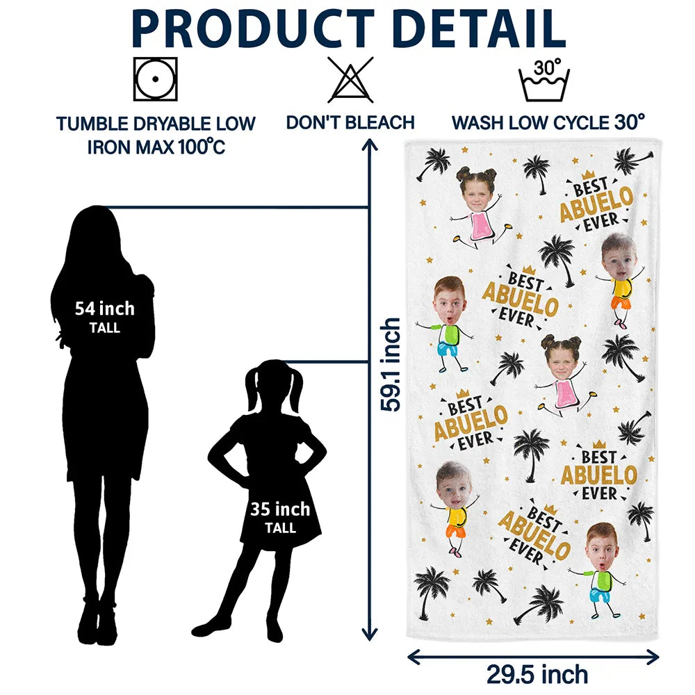 Custom Photo Best Dad Ever Coconut Palm - Personalized Beach Towel