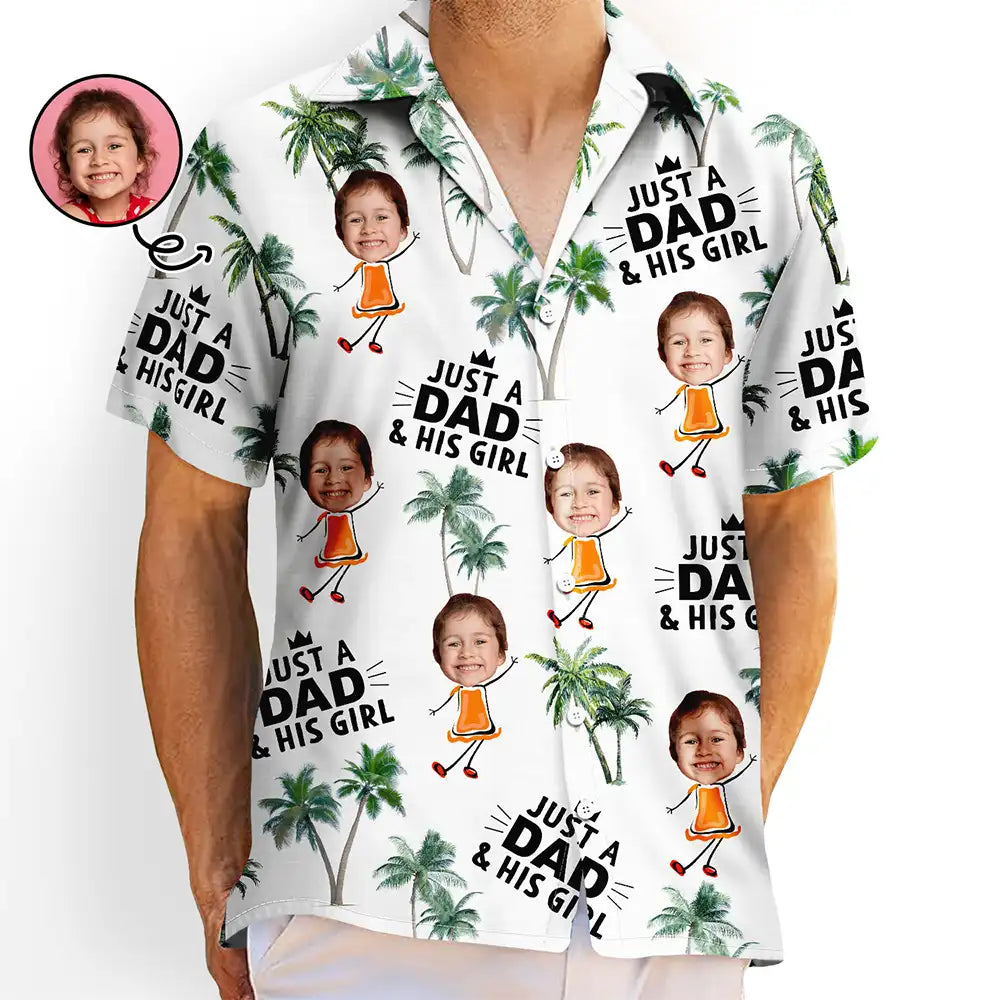 Custom Photo Just A Dad And His Girl - Personalized Hawaiian Shirt