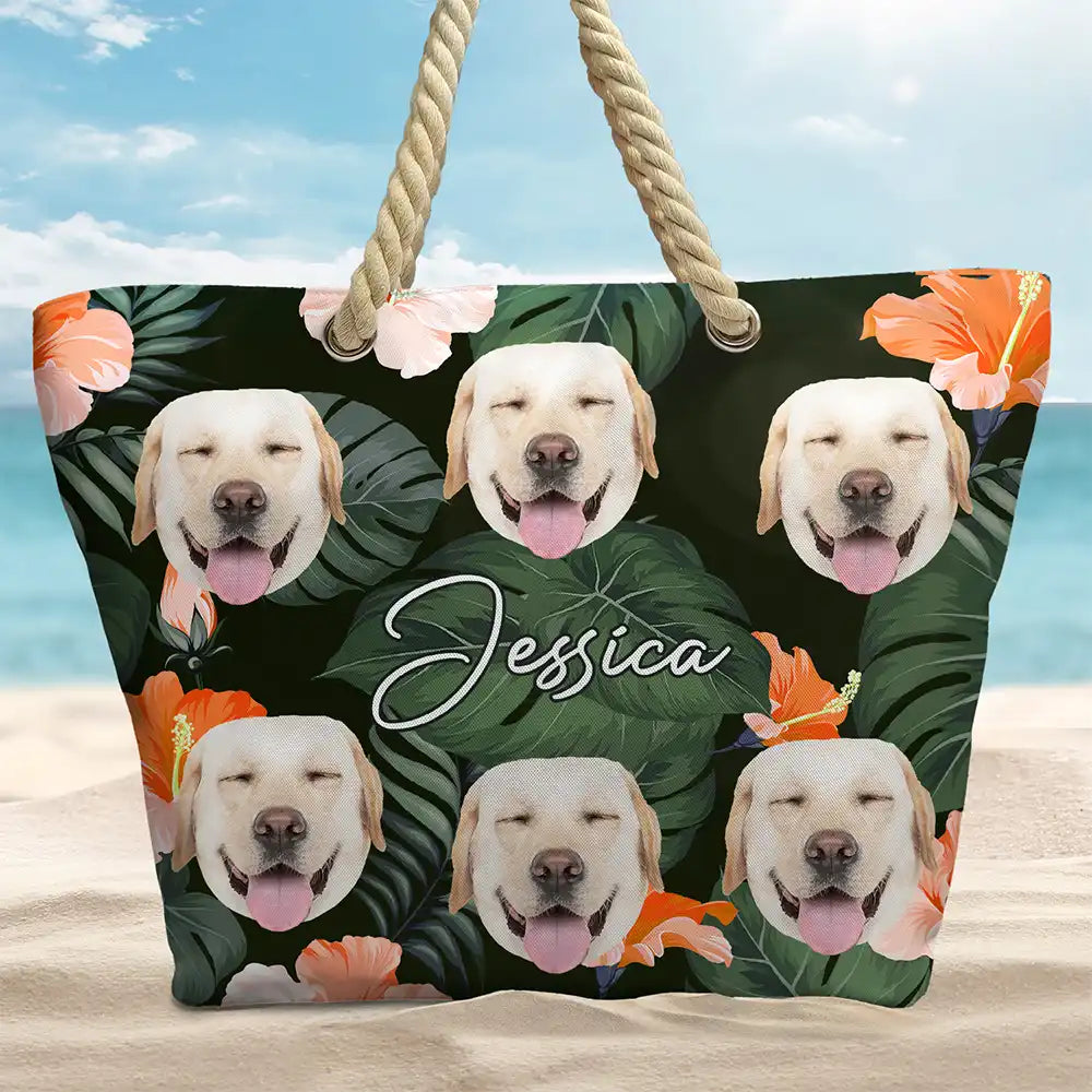 Sac de plage personnalisé avec photo humoristique d'un animal de compagnie