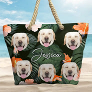Sac de plage personnalisé avec photo humoristique d'un animal de compagnie