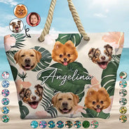Sac de plage personnalisé avec photo humoristique d'un animal de compagnie