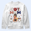Cat Mom Stars And Stripes - Personalized T Shirt