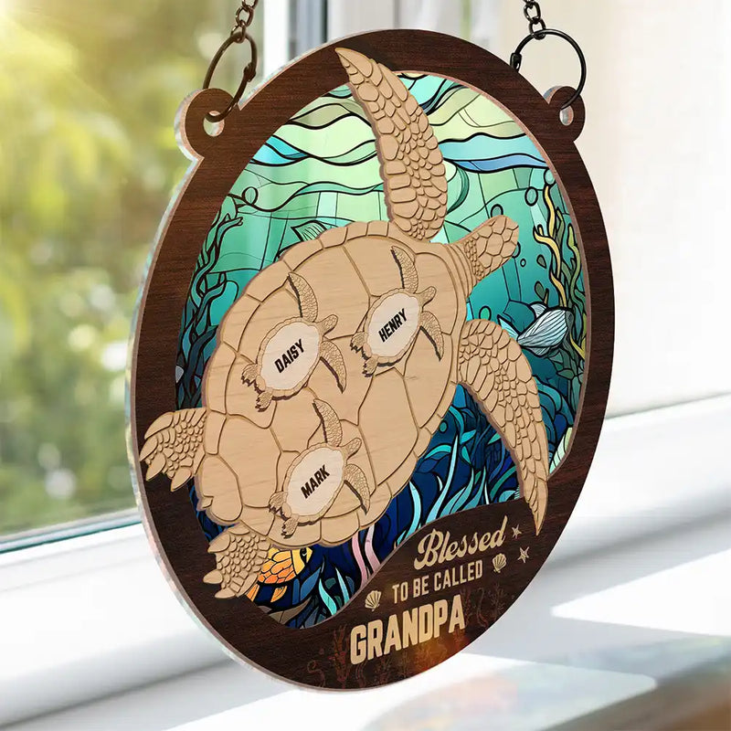 Sea Turtle Blessed To Be Called - Personalized Window Hanging Suncatcher Ornament