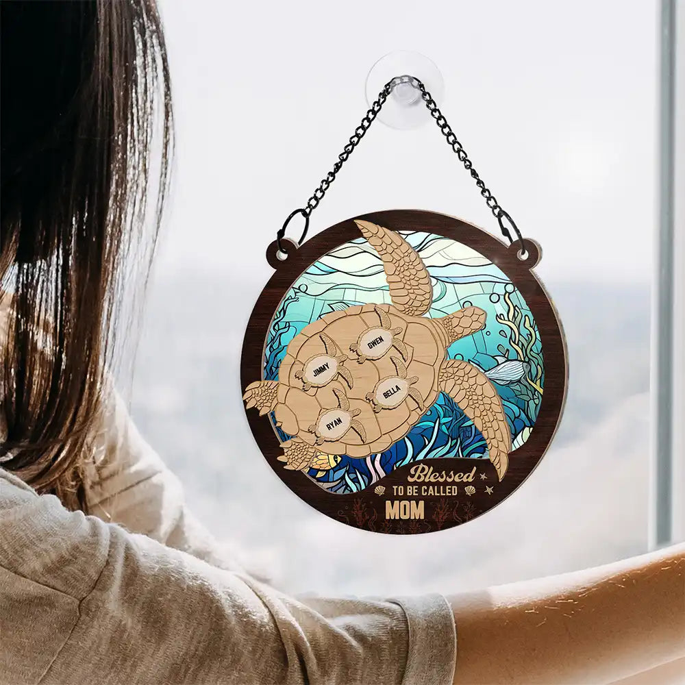Sea Turtle Blessed To Be Called - Personalized Window Hanging Suncatcher Ornament