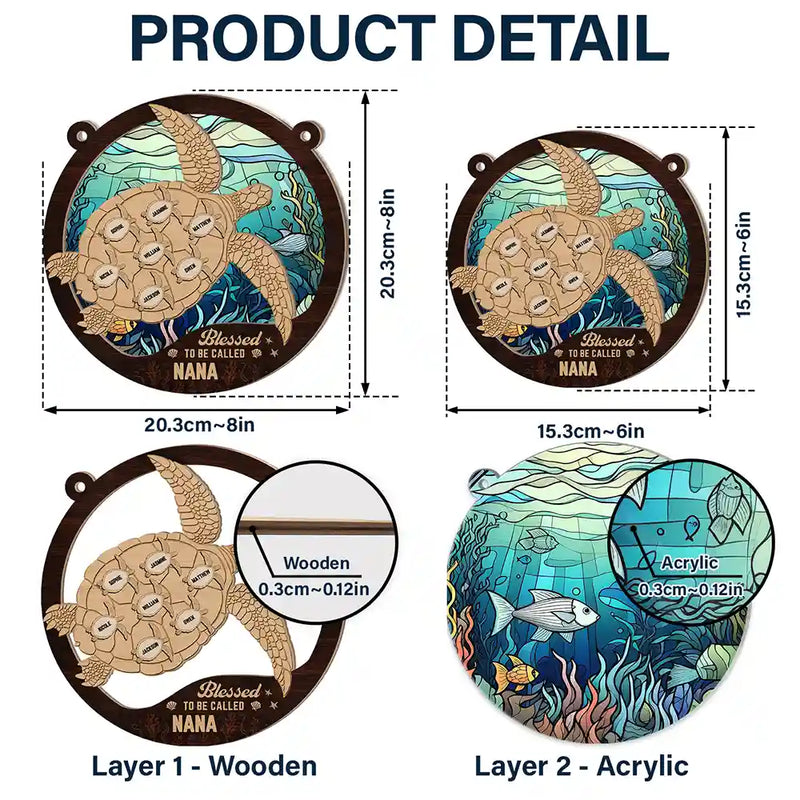 Sea Turtle Blessed To Be Called - Personalized Window Hanging Suncatcher Ornament