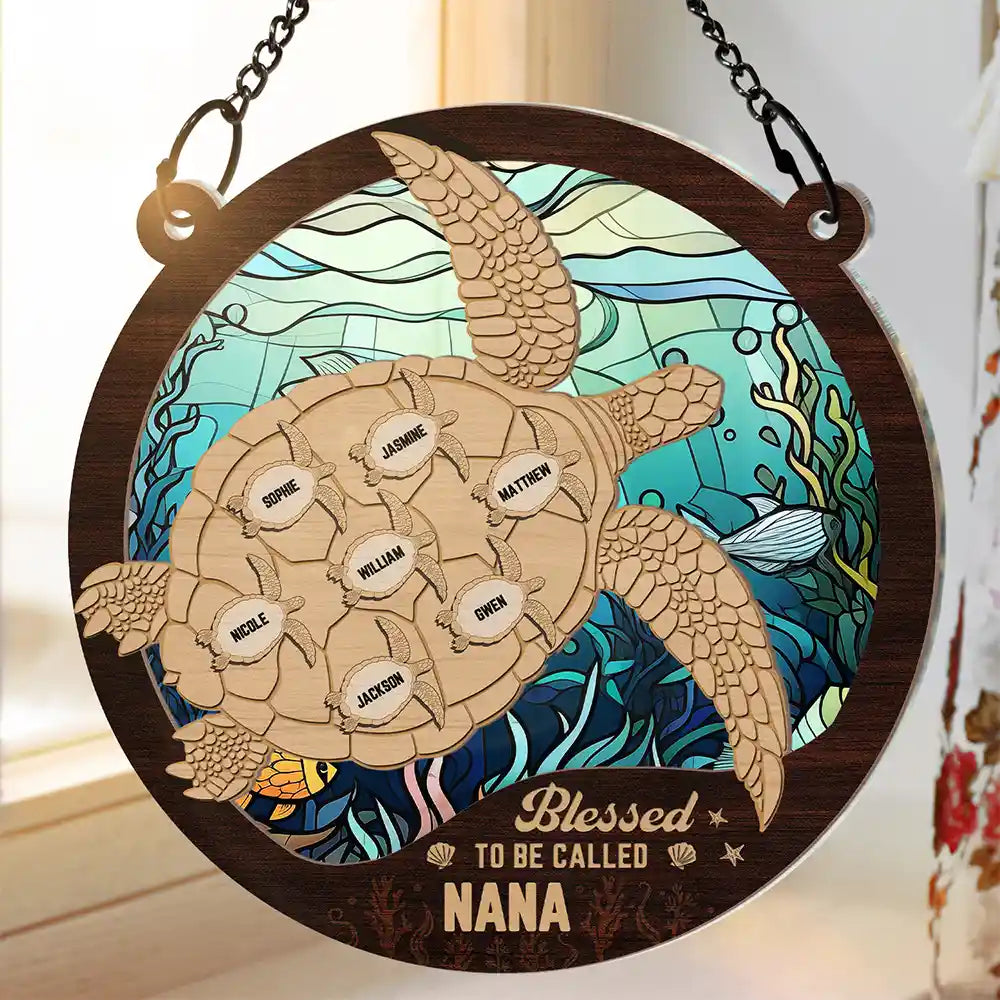 Sea Turtle Blessed To Be Called - Personalized Window Hanging Suncatcher Ornament