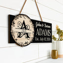 Monogram Wedding Gift Happily Married - Personalized Custom Shaped Wood Sign