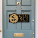 Monogram Wedding Gift Happily Married - Personalized Custom Shaped Wood Sign