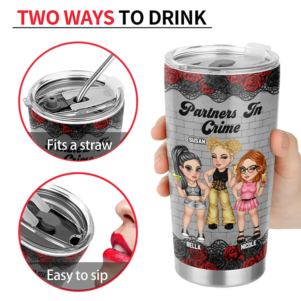 Y2K Bestie Partners In Crime - Personalized Tumbler