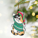 Scratching Cat Christmas - Personalized Cutout Acrylic Ornament