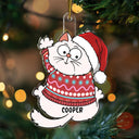 Scratching Cat Christmas - Personalized Cutout Acrylic Ornament