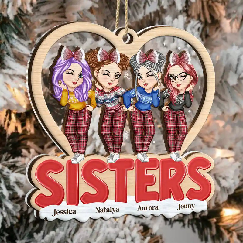 Christmas Bestie Sister - Personalized 2-Layered Mix Ornament