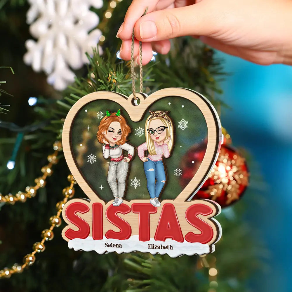 Christmas Bestie Sister - Personalized 2-Layered Mix Ornament