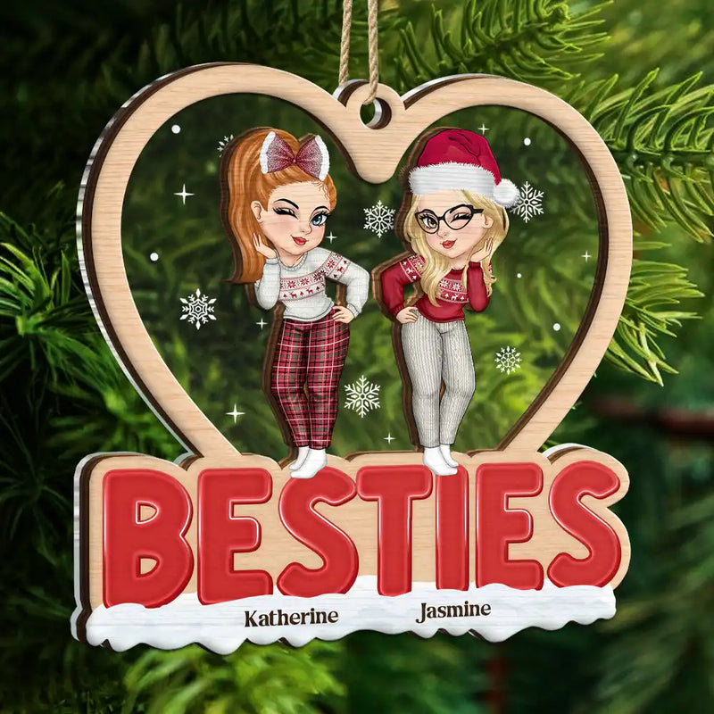 Christmas Bestie Sister - Personalized 2-Layered Mix Ornament