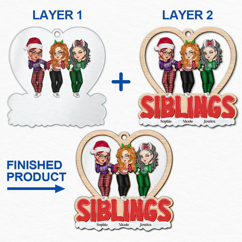 Christmas Bestie Sister - Personalized 2-Layered Mix Ornament