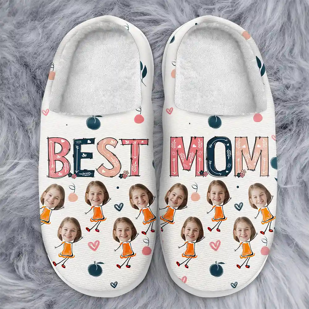 Chaussons moelleux personnalisés avec photo « Meilleure grand-mère de tous les temps »