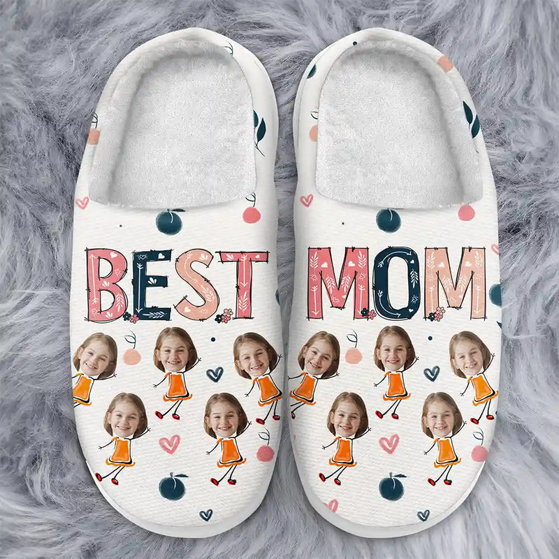 Custom Photo Best Nana Mom Ever - Personalized Fluffy Slippers