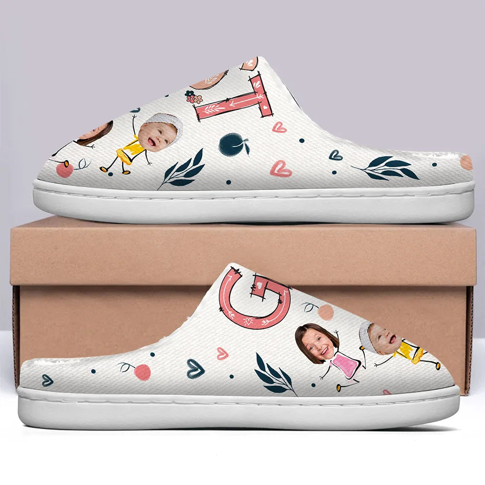 Custom Photo Best Nana Mom Ever - Personalized Fluffy Slippers