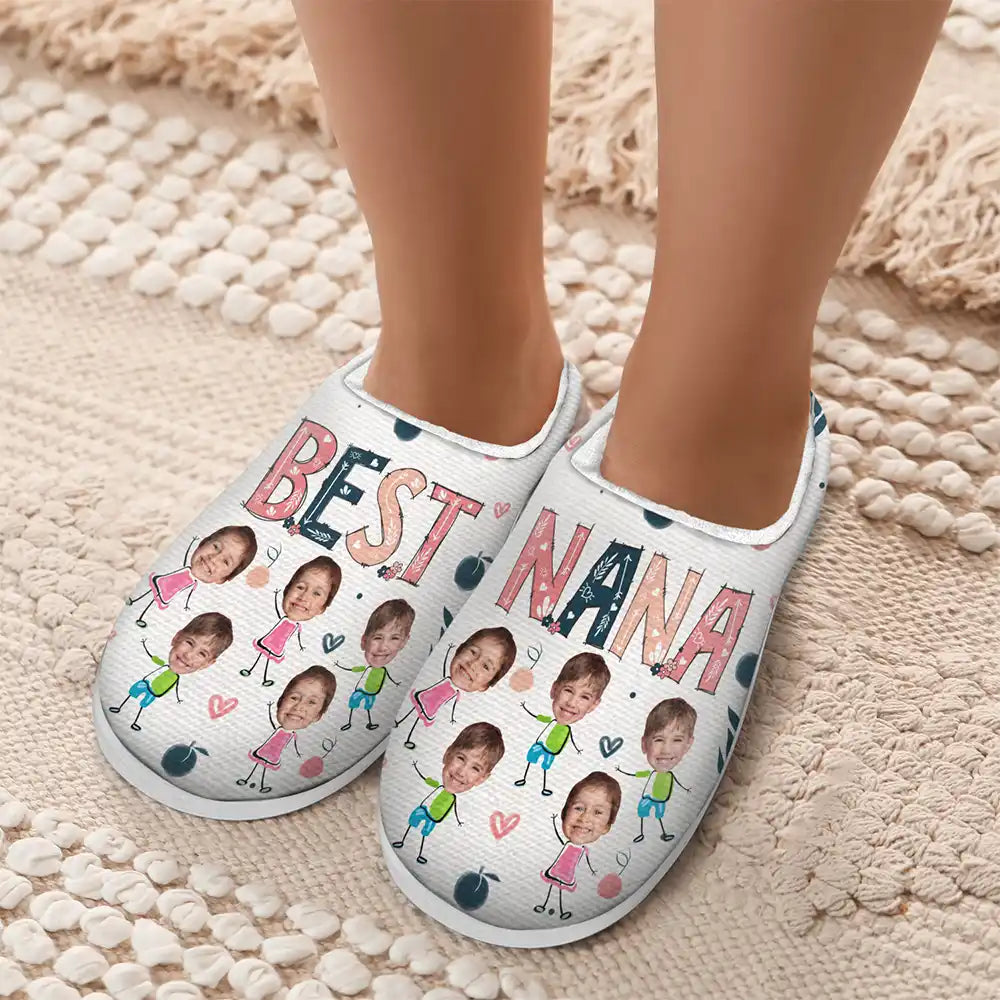 Chaussons moelleux personnalisés avec photo « Meilleure grand-mère de tous les temps »