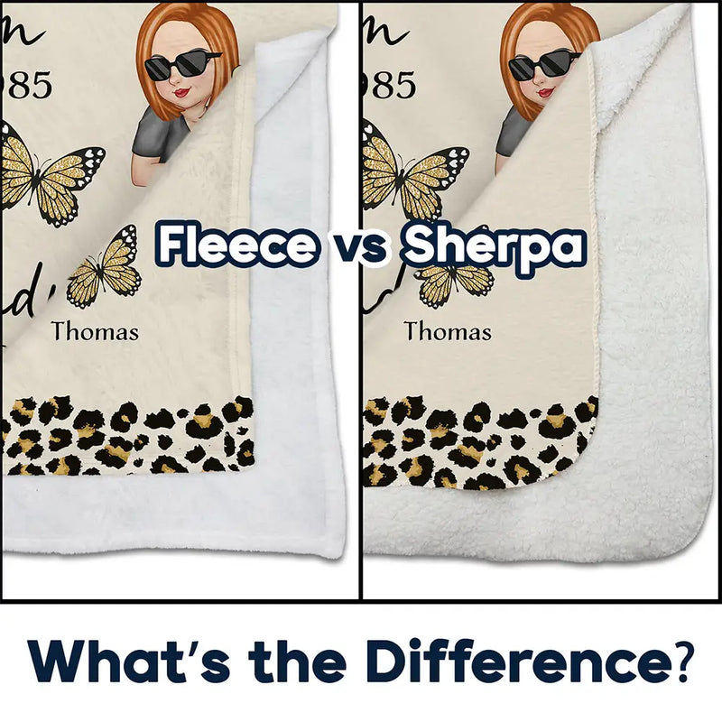Grandma Butterfly Title - Personalized Fleece Blanket, Sherpa Blanket