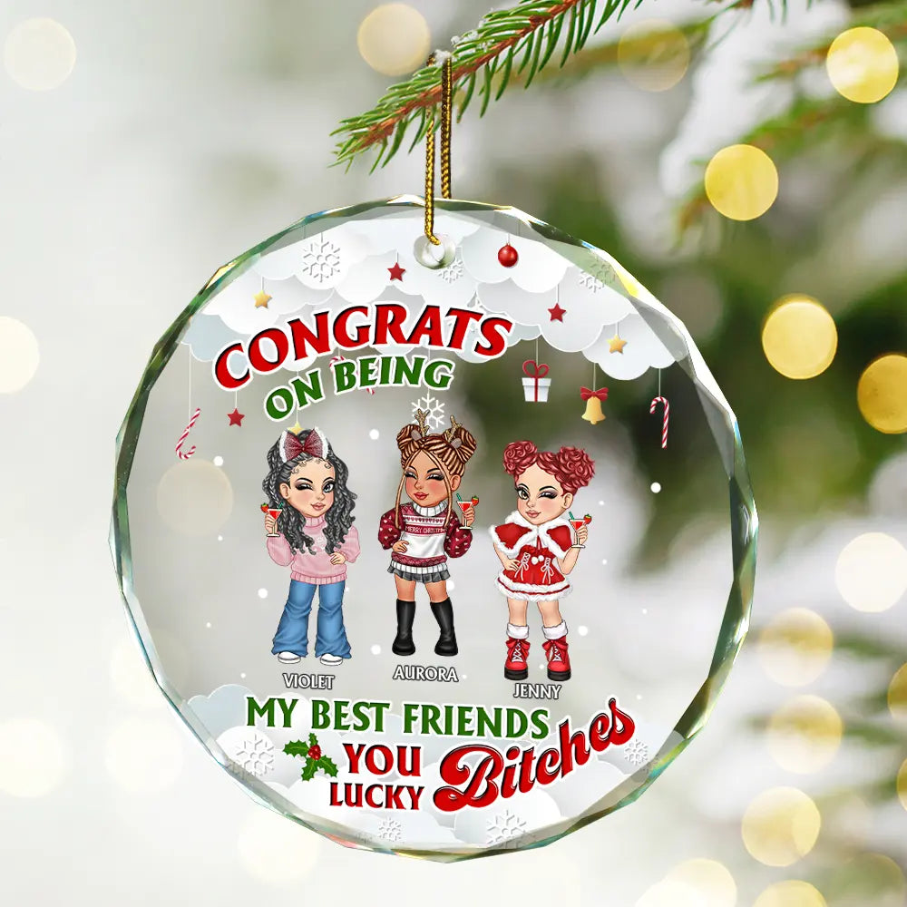 Félicitations pour être devenu mon meilleur ami ! - Décoration en verre circulaire personnalisée 