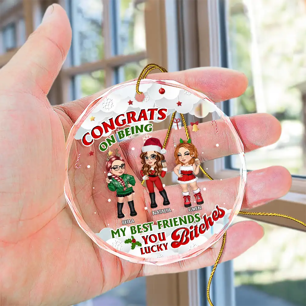 Félicitations pour être devenu mon meilleur ami ! - Décoration en verre circulaire personnalisée 