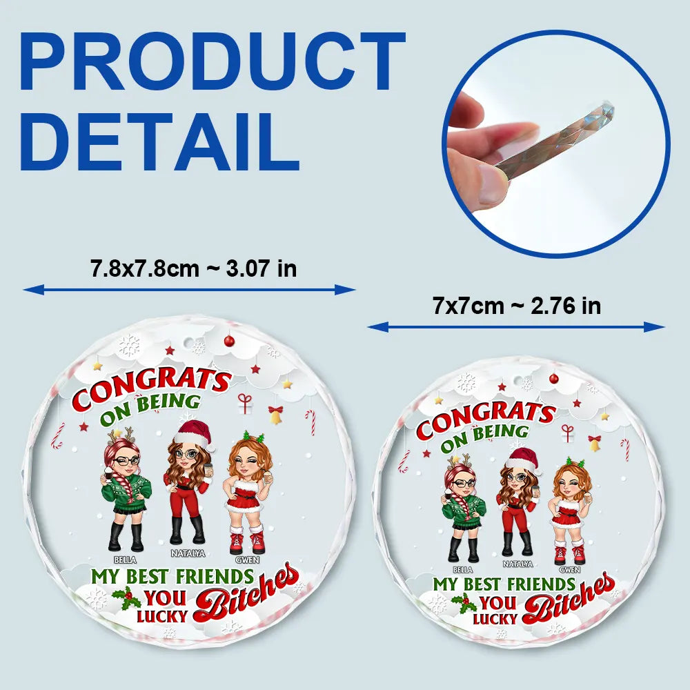 Félicitations pour être devenu mon meilleur ami ! - Décoration en verre circulaire personnalisée 