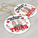 Wish You Lived Next Door - 3D Inflated Effect Printed Ornament, Personalized Circle Ceramic Ornament