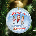Christmas You And I Are Sisters - Personalized Circle Glass Ornament