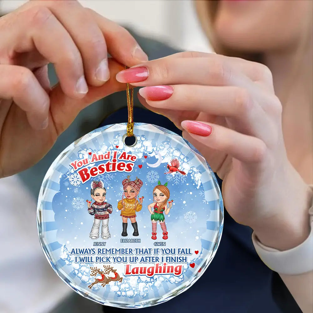 Christmas You And I Are Sisters - Personalized Circle Glass Ornament
