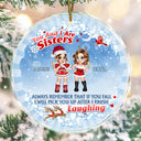 Christmas You And I Are Sisters - Personalized Circle Glass Ornament