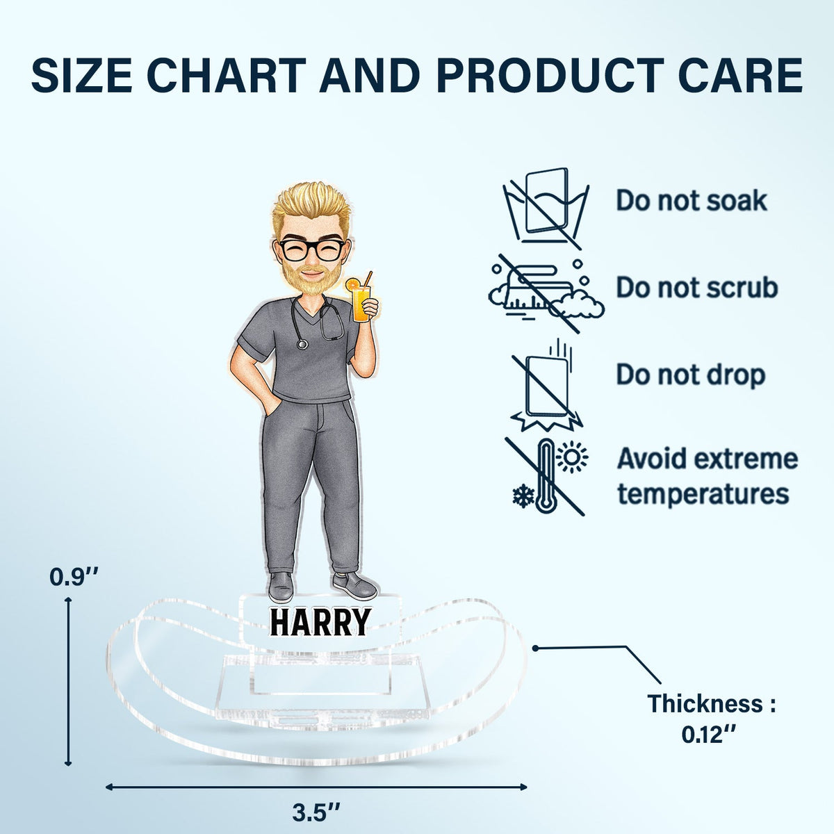 Nurse Cartoon Vector - Gift For Nurses - Personalized Acrylic Shaking Stand