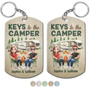 Camping,Campsite,Couple's Hobby,Happy,Gift For Couples - Keys To The Camper Camping Cartoon Couple - Personalized Aluminum Keychain

