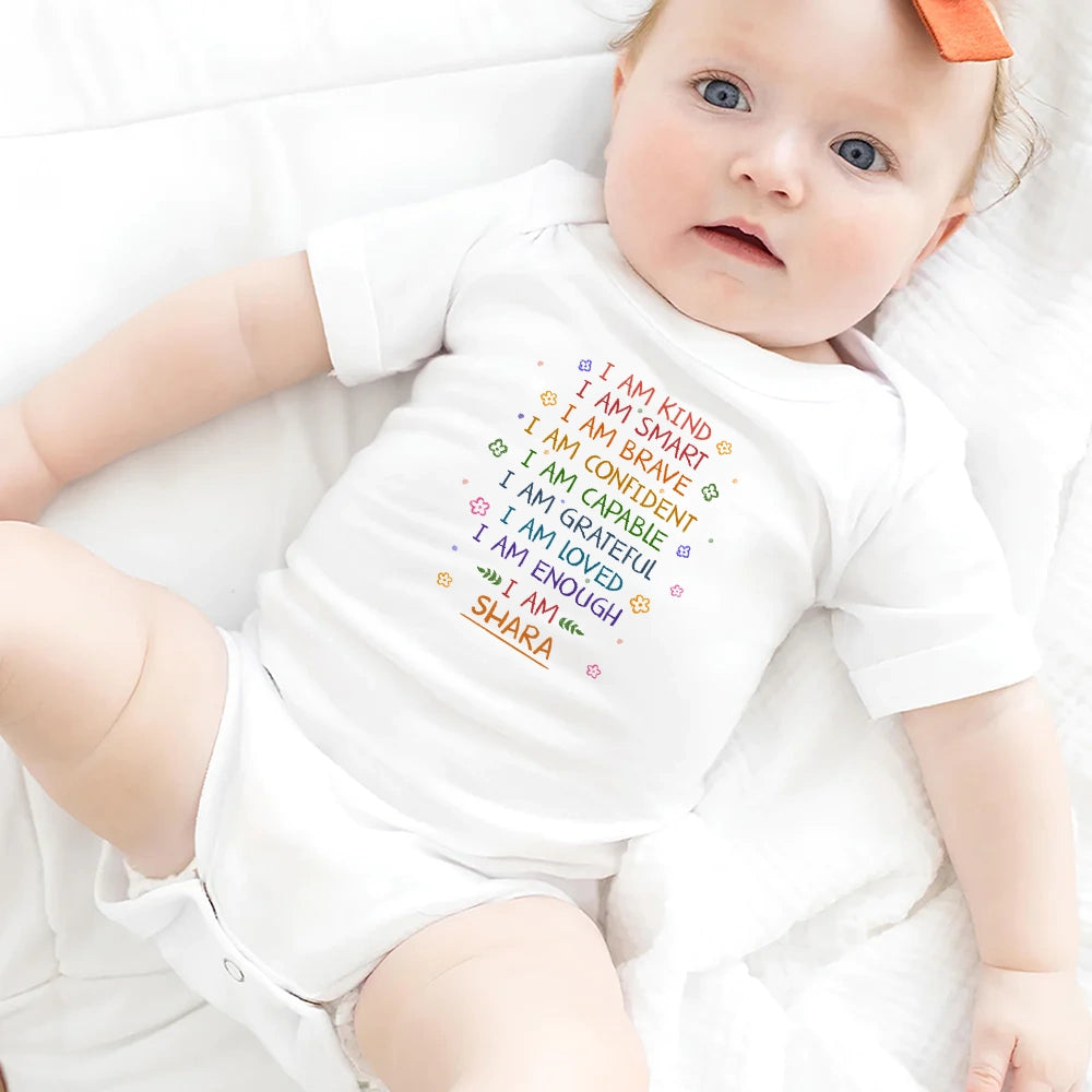 Gift For Kids,Gift For Grandkids,Grandpa,Grandma,Grandkids,Happy - Kid Baby I Am Kind I Am Smart - Personalized Baby Onesie