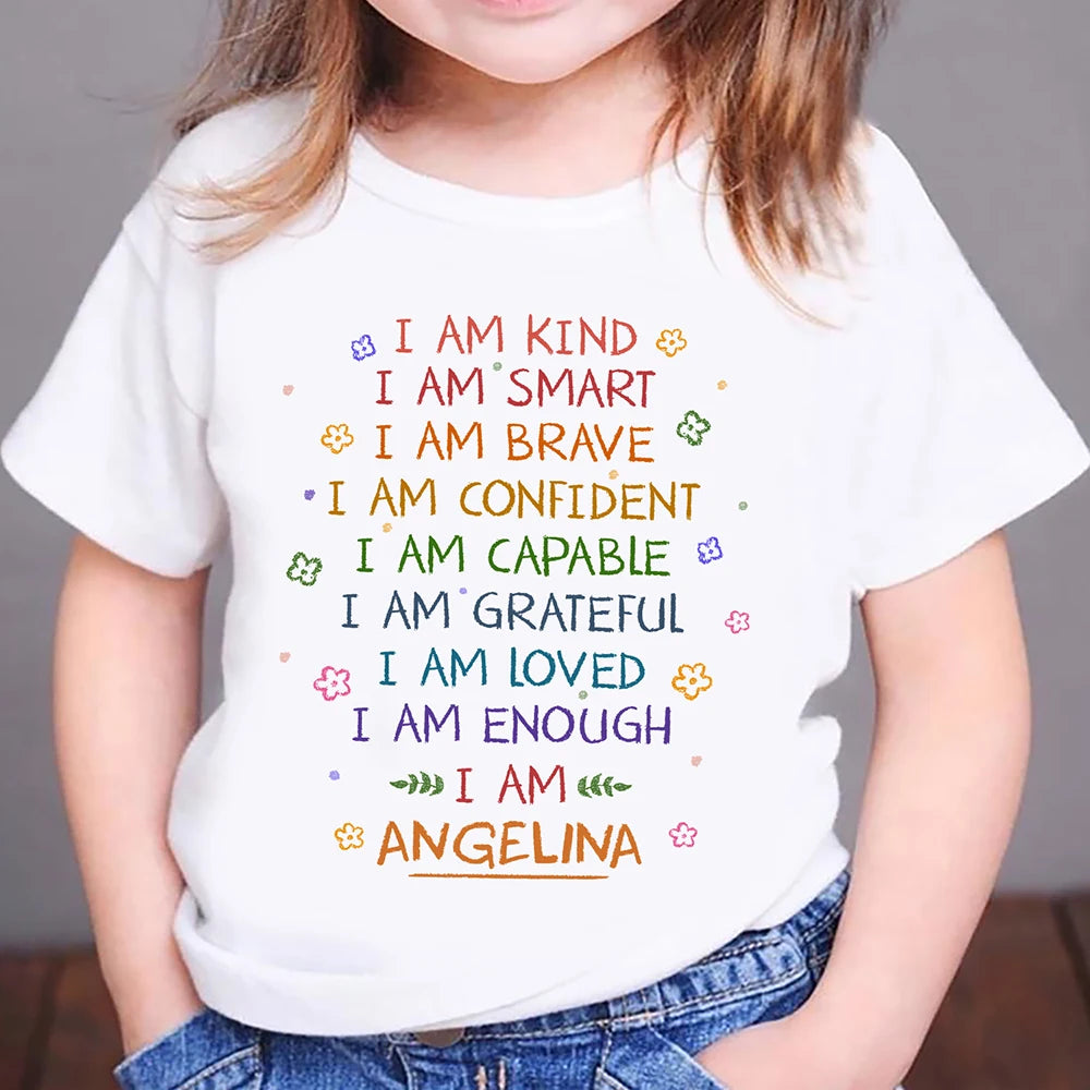 Gift For Kids,Gift For Grandkids,Grandpa,Grandma,Grandkids,Happy - Kid Baby I Am Kind I Am Smart - Personalized Baby Onesie