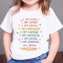 Gift For Kids,Gift For Grandkids,Grandpa,Grandma,Grandkids,Happy - Kid Baby I Am Kind I Am Smart - Personalized Baby Onesie