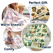 Gift For Kids,Gift For Grandkids,Gift For Daughter,Gift For Son,Happ - Kid Boy Kid Girl Cute Monogram - Personalized Fleece Blanket, Sherpa Blanket