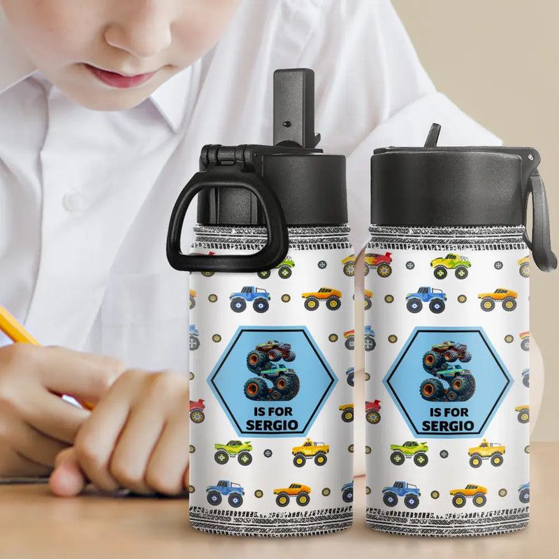 Gift For Kids,Gift For Grandkids - Kid Boy Kid Girl Lovely Monogram - Personalized Kids Water Bottle